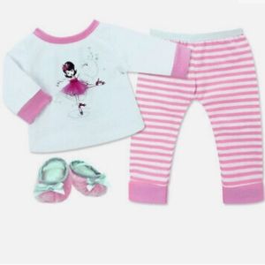 💕✨️New Sophia's 15" Doll Ballerina Print Pj's & Slippers Set Light Pink